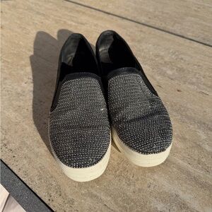 Skeckers Memory Foam  Black Rhinestone Slip-On Sneakers